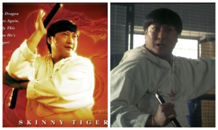 Hồng Kim Bảo dùng côn nhị khúc trong phim Hổ gầy Rồng béo